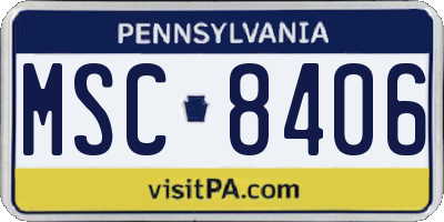 PA license plate MSC8406