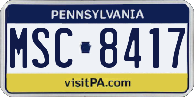 PA license plate MSC8417