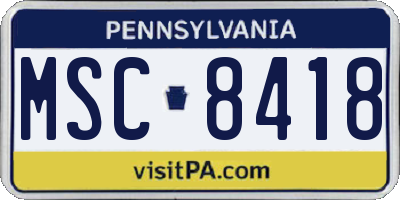 PA license plate MSC8418
