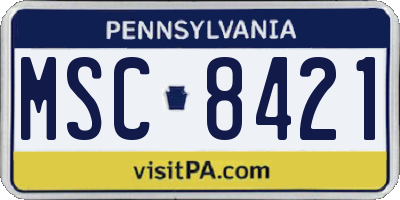 PA license plate MSC8421