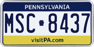 PA license plate MSC8437