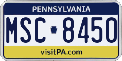 PA license plate MSC8450