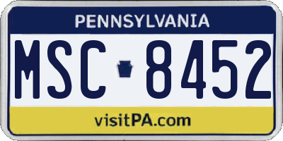 PA license plate MSC8452