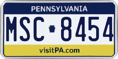 PA license plate MSC8454