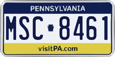 PA license plate MSC8461