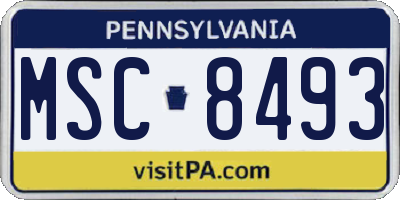 PA license plate MSC8493