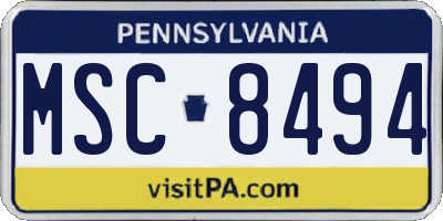 PA license plate MSC8494