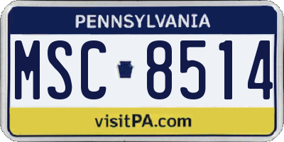PA license plate MSC8514
