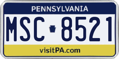 PA license plate MSC8521