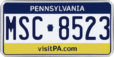 PA license plate MSC8523