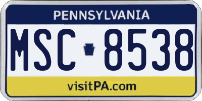 PA license plate MSC8538