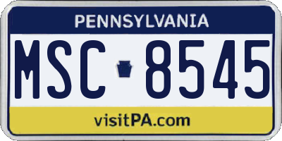 PA license plate MSC8545
