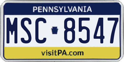 PA license plate MSC8547
