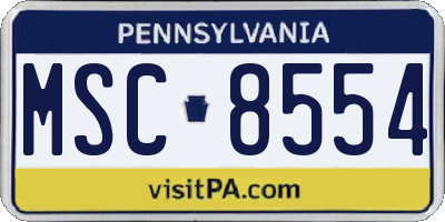 PA license plate MSC8554