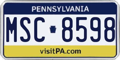 PA license plate MSC8598