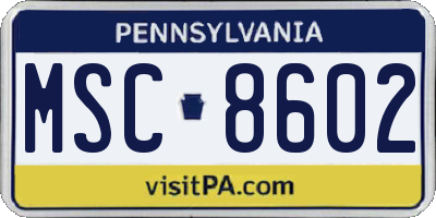 PA license plate MSC8602