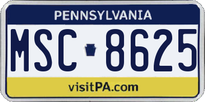 PA license plate MSC8625