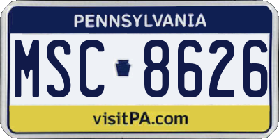PA license plate MSC8626