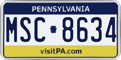PA license plate MSC8634