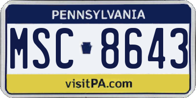 PA license plate MSC8643