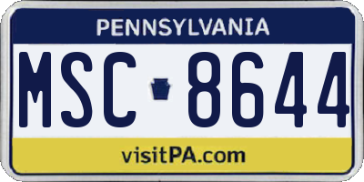 PA license plate MSC8644