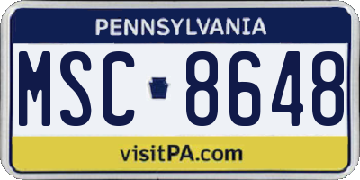 PA license plate MSC8648