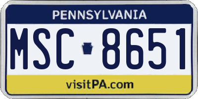 PA license plate MSC8651