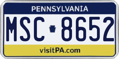 PA license plate MSC8652