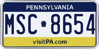 PA license plate MSC8654