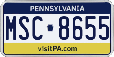 PA license plate MSC8655