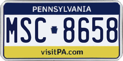 PA license plate MSC8658