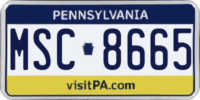 PA license plate MSC8665