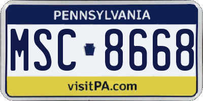 PA license plate MSC8668