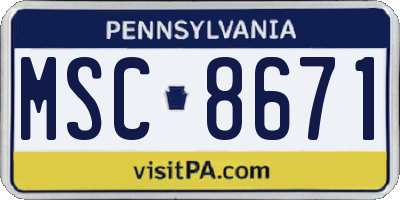 PA license plate MSC8671