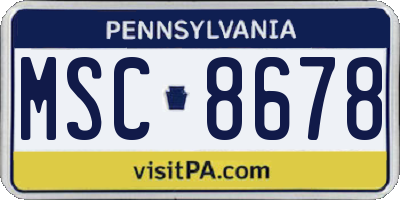 PA license plate MSC8678