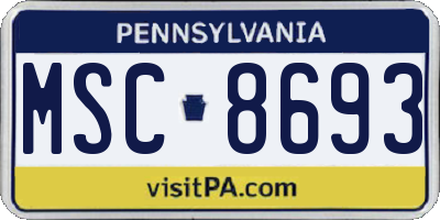 PA license plate MSC8693