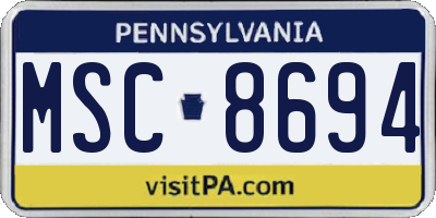PA license plate MSC8694