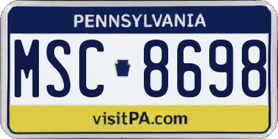 PA license plate MSC8698