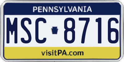 PA license plate MSC8716