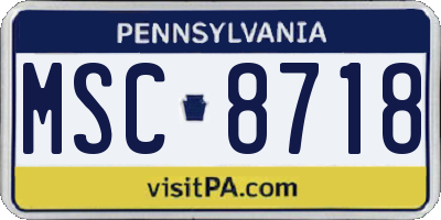PA license plate MSC8718