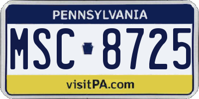 PA license plate MSC8725