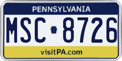 PA license plate MSC8726
