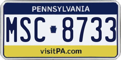 PA license plate MSC8733