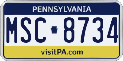 PA license plate MSC8734