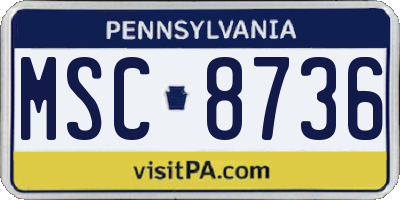 PA license plate MSC8736