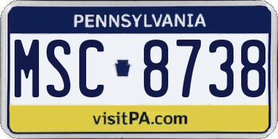PA license plate MSC8738