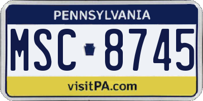 PA license plate MSC8745