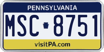 PA license plate MSC8751