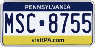 PA license plate MSC8755