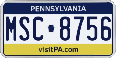 PA license plate MSC8756